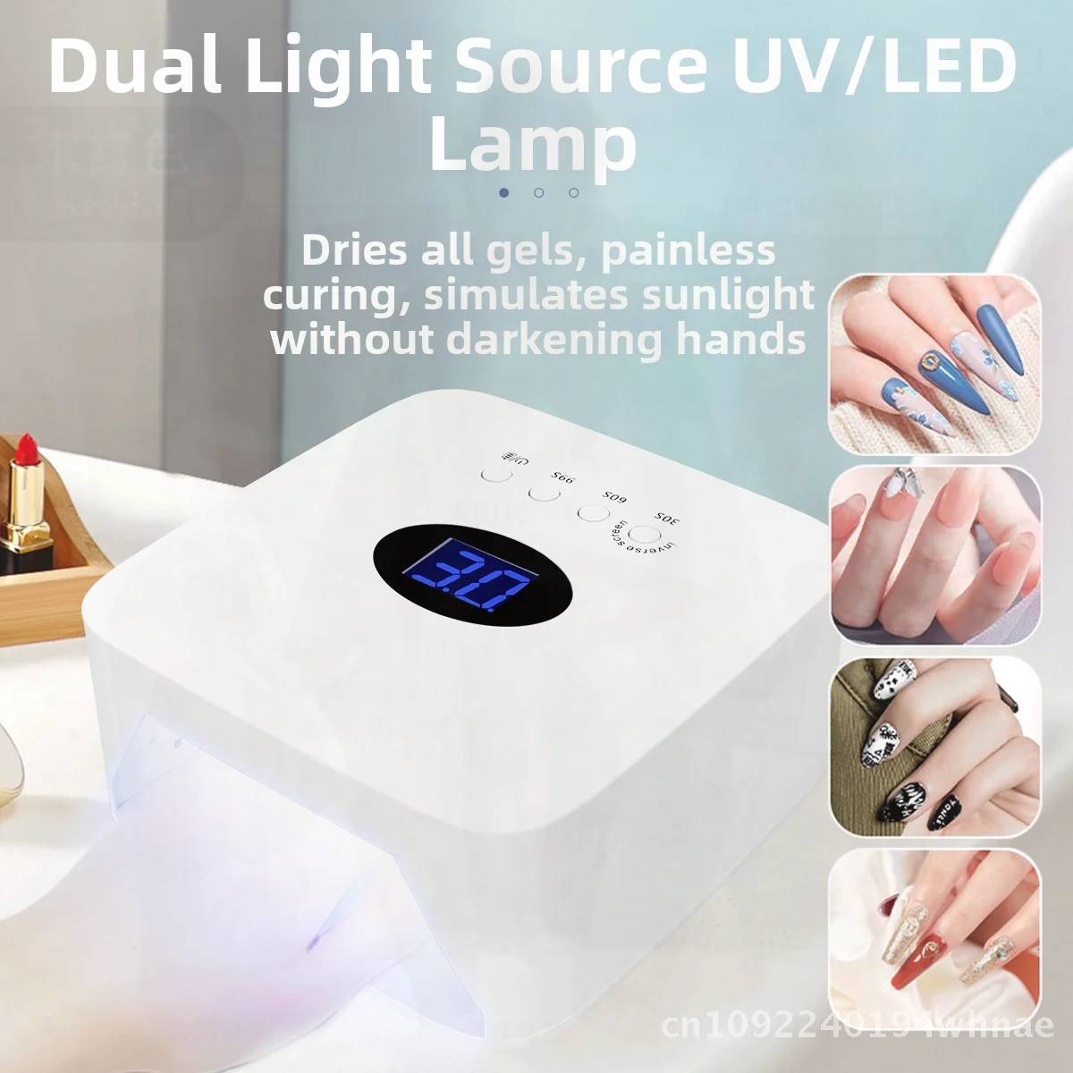 S50 Tragbare wiederaufladbare Nagellicht-Therapielampe, kabellose Stromversorgung, Nageltrocknung, UV-LED-Lampe für Nagelkunst