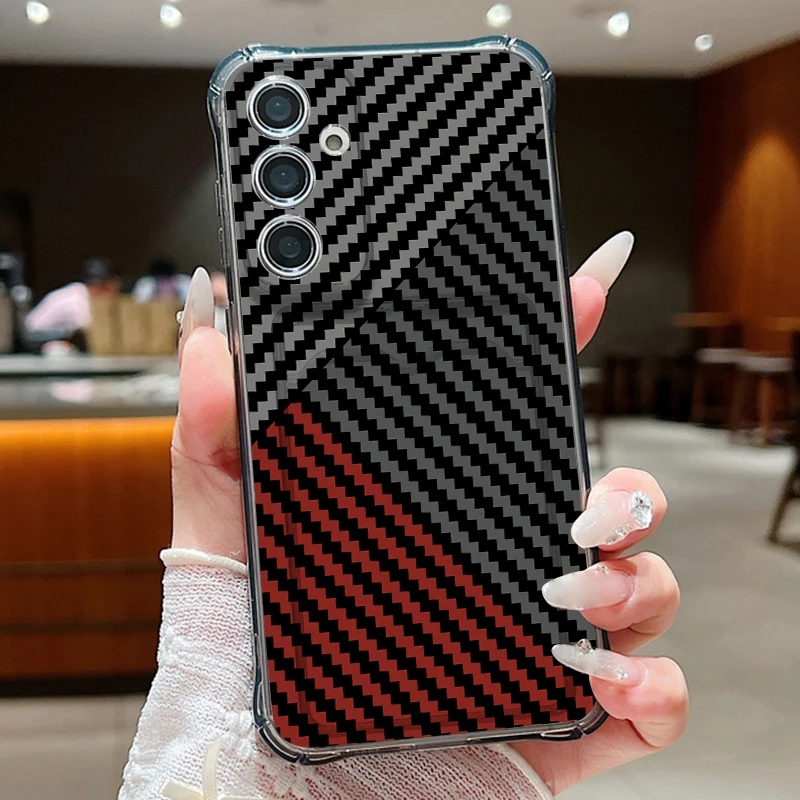 Clear Striped Pattern Phone Case For Samsung Galaxy A57 A37 A17 A56 A16 A55 A36 A26 A15 A54 A35 Card Bag Wallet TPU Soft Cover