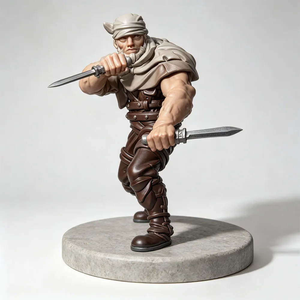 1/24 Dual-wielding short-blade stealth thief, miniature resin model kit, GK mini 3D printed gray model statue, unpainted