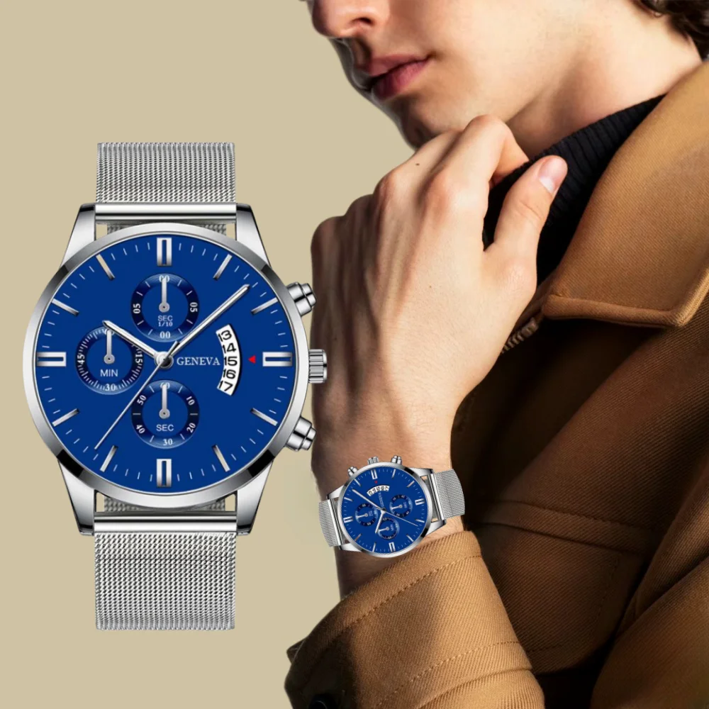 Trendy Luxury Durable Original Low Price Popular Design Men Quartz Watch for Chronograph WristWatch Mesh Steel Band for Man