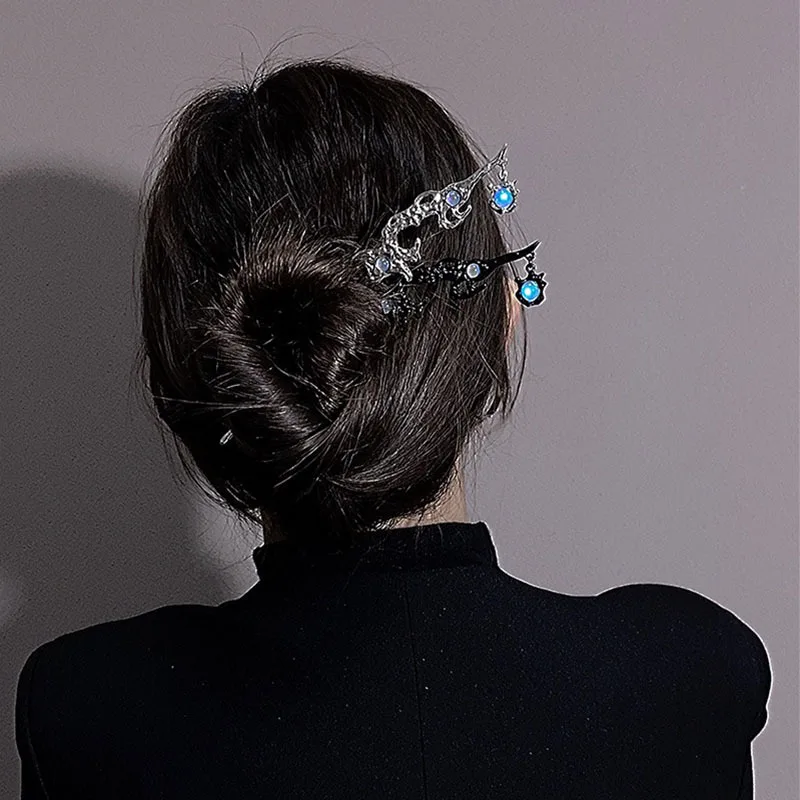 Bastões de cabelo de pedra da lua vintage estilo chinês simples pauzinho de cabelo grampos de cabelo grampos de cabelo femininos joias acessórios para cabelo