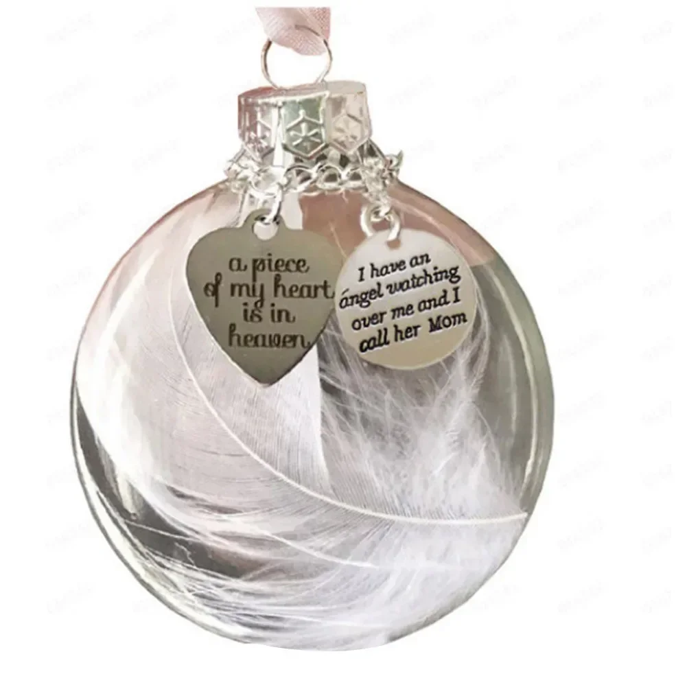 8cm Transparent Feather Ball Memorial Ornament for Christmas Tree  Symbol of Forever Love and Eternal Remembrance