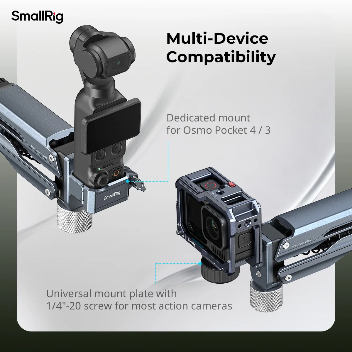 SmallRig Handgehaltener Stoßdämpfer für DJI Osmo Pocket 3/4, für GoPro HERO13, für Insta360 X5/4/3 Hydraulisches Dämpfungssystem – Detail 13