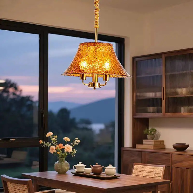 French Luxury Pendant Lights Glass Lampshade LED Ceiling Chandeliers Living Room Background Bedroom Decoration Home Hanging Lamp