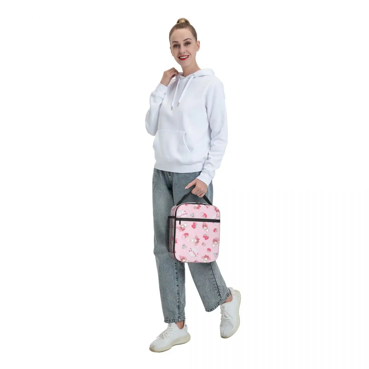 My Melody Isolierte Lunchtasche, große wiederverwendbare Thermotasche, Tragetasche, Lunchbox, Arbeit, Outdoor, Herren und Damen