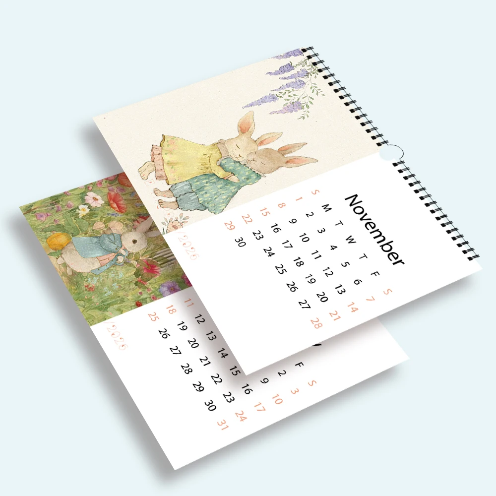 

1 шт. 2026 календарь с изображением кролика Питера, 12 уникальных иллюстраций, ежемесячный планировщик, идеальный подарок на дни рождения и Рождество