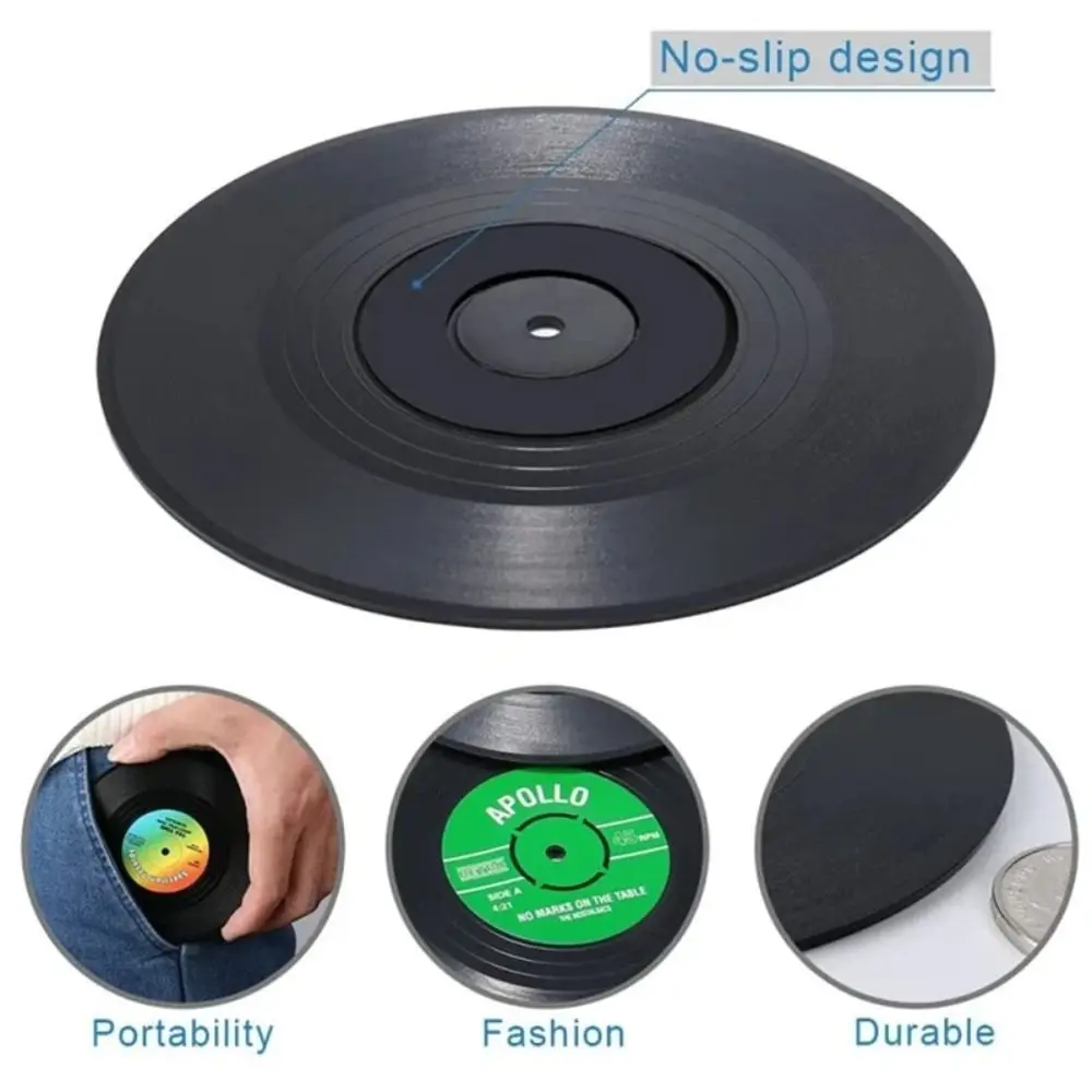 2/4/6PCS Retro Vinyl Record Cup Coaster Anti-slip Coffee Coasters Heat Resistant Music Drink Mug Mat Table Placemat Decor