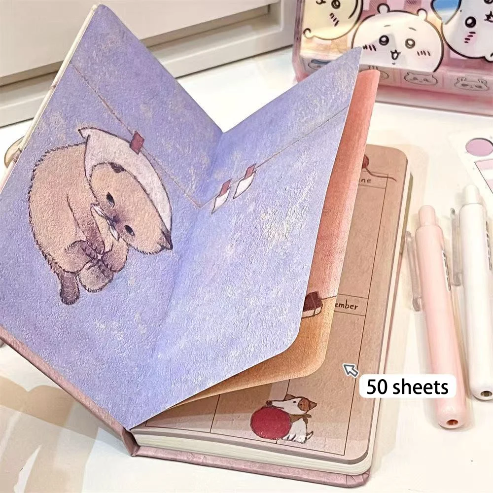 Color Inner Page Daily Planner Cartoon Illustration Cute Little Elephant Schedule Planning Notebook Portable Pocket Book