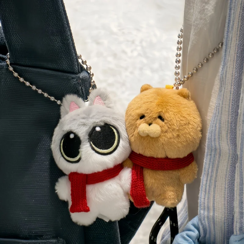 KKV Dai Mao Ba Tiao Plush Pendant Cute Cartoon Magnetic Couple Keychain Bag Hanging Decor Sweet Gift For Enthusiasts