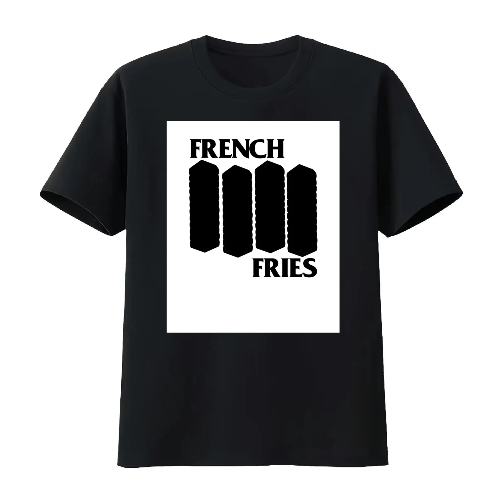 French Fries T-Shirt Summer Casual Cotton Tee Oversized Streetwear Tops Vintage Graphic Print Loose Fit Short Sleeve