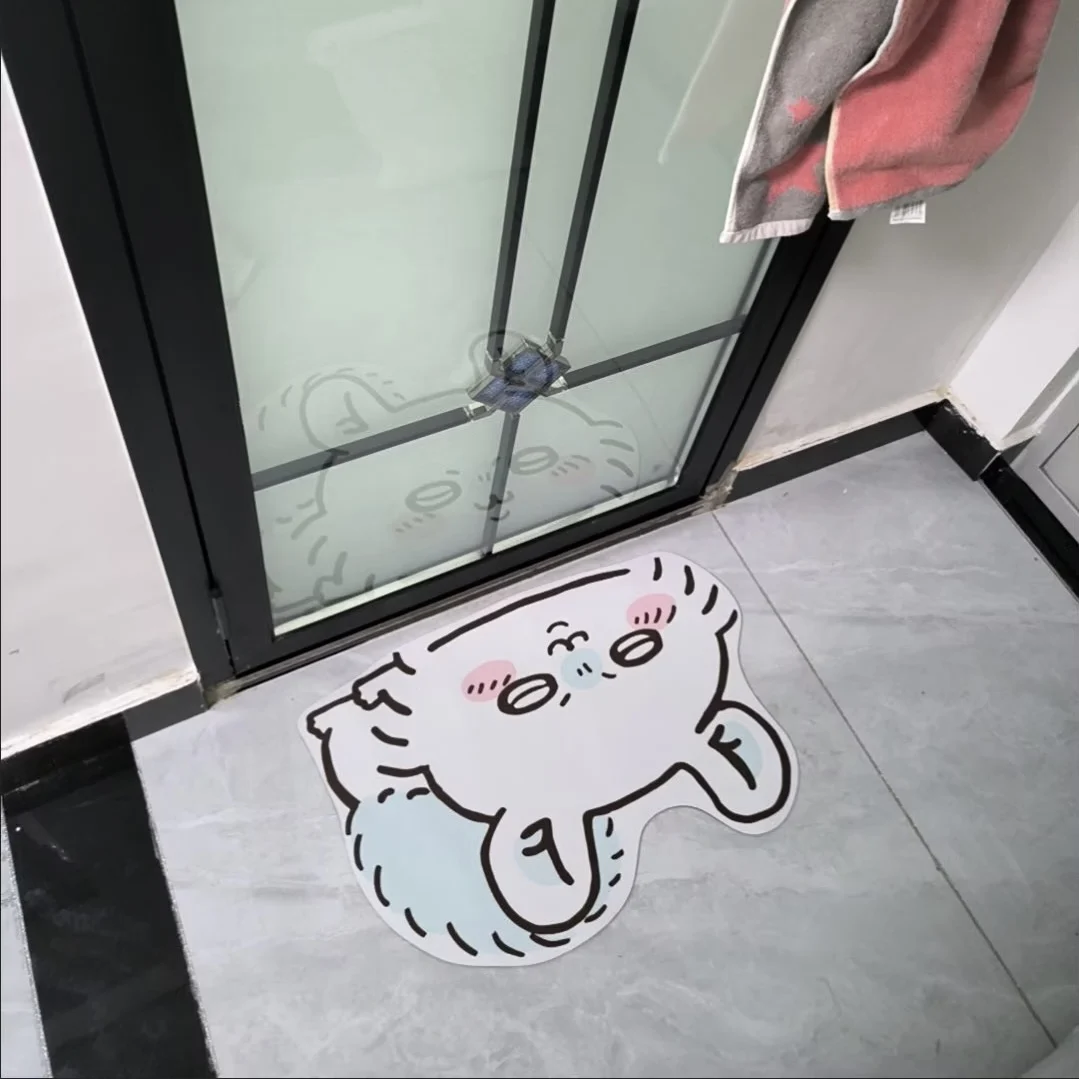 Cartoon Momonga Chiikawa Absorbent floor mat cute Rakko Shisa quick-drying mat Toilet door cushion foot Bathroom anti-slip mat view 6