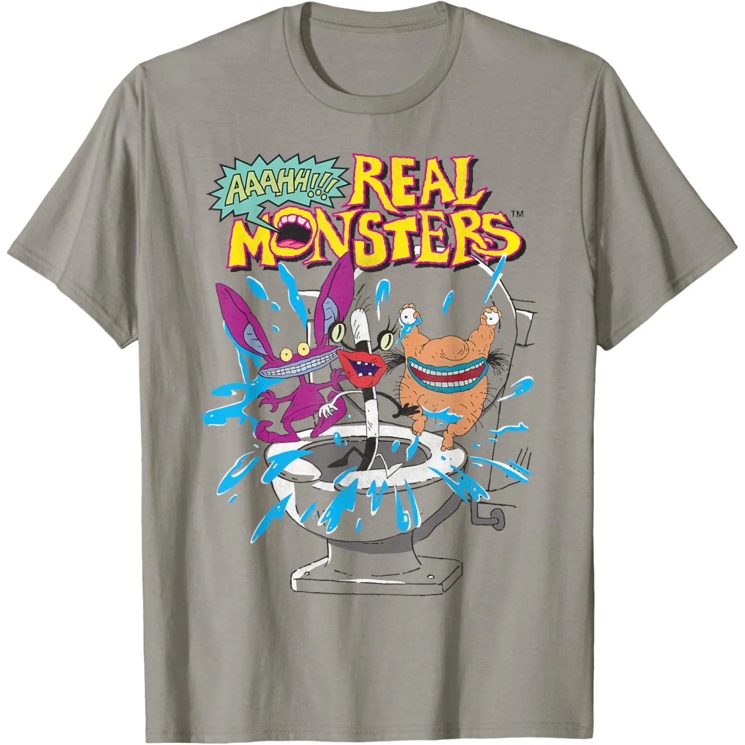 AAAHH Real Monsters Toilet Bowl Surprise Graphic Print Men's Crewneck T-Shirt