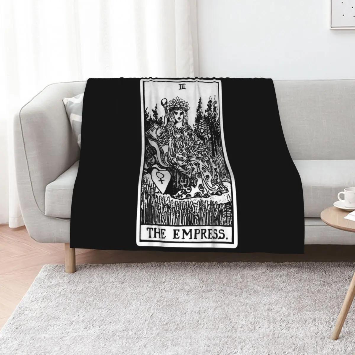

III. The Empress Tarot Card Black and white Throw Blanket Luxury Brand for winter Fashion Sofas Giant Sofa Blankets