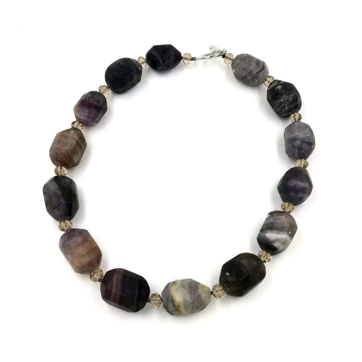 

Lii Ji Purple Color Real Stone Flourite Choker Necklace 50cm Women Necklace Stock Sale Jewelry