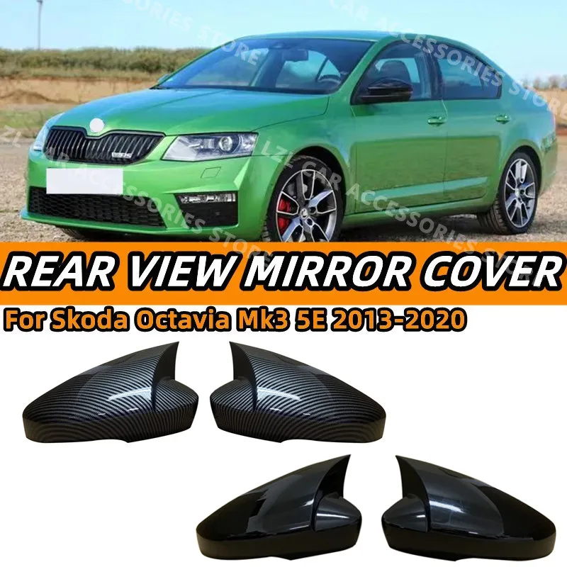 Add on Car Rearview Mirror Covers for Skoda Octavia Mk3 A7 5E 2014-2020 & VW T-ROC 18-21 T-cross 18-21  Side Wing Mirror Caps