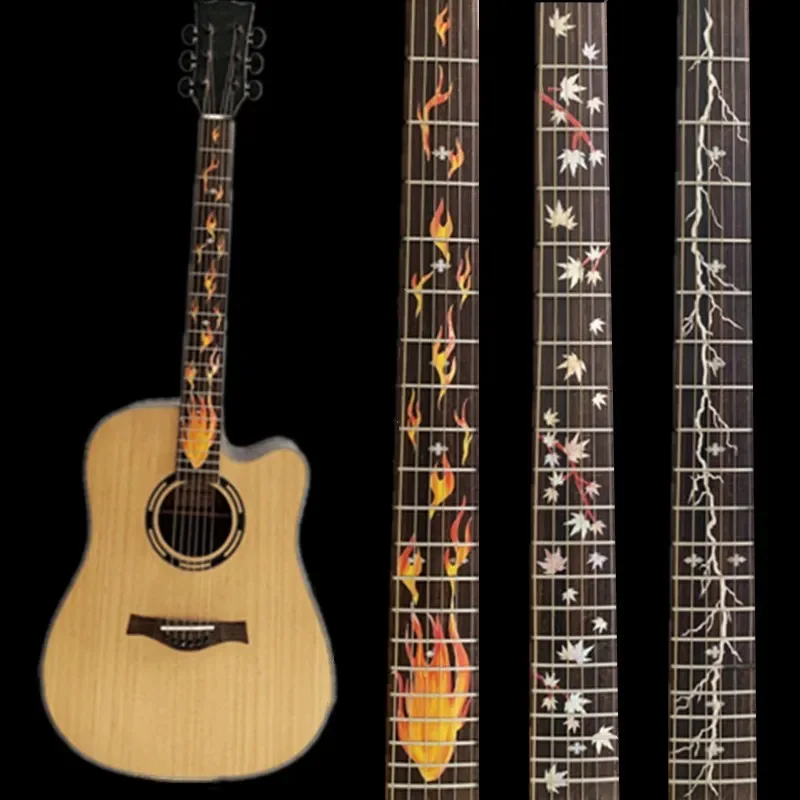 10 Styles Cross Inlay Decals Fretboard Sticker For Electric Acoustic Guitar Bass Ultra Thin Sticker Ukulele Guitarra Accessories