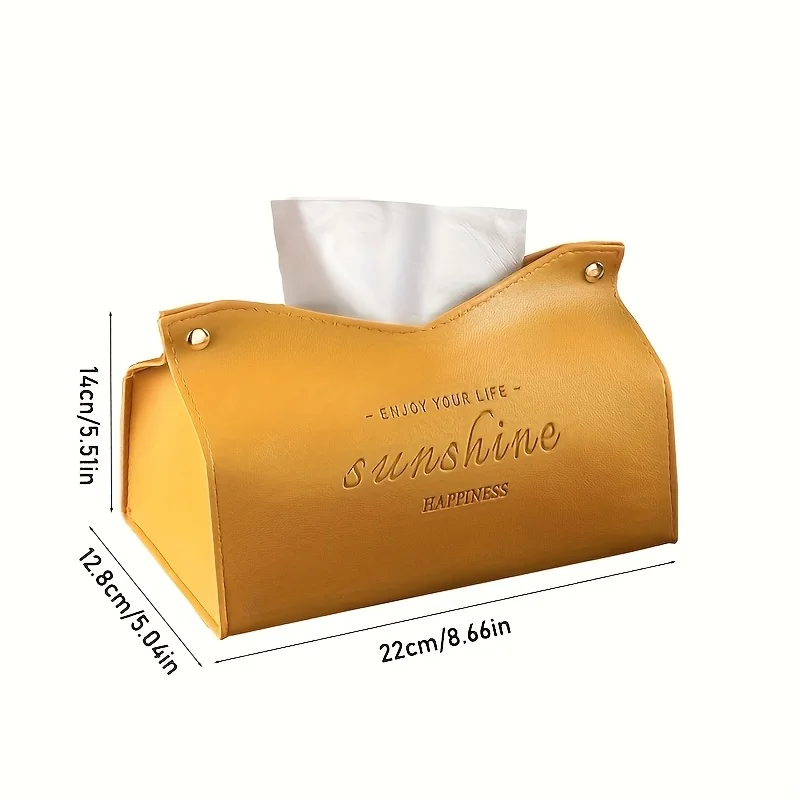 1pc Elegant PU Leather Tissue Box Holder, Rectangular Simple Life Design, Decorative Storage for Home, Living Room, Hotel image 3