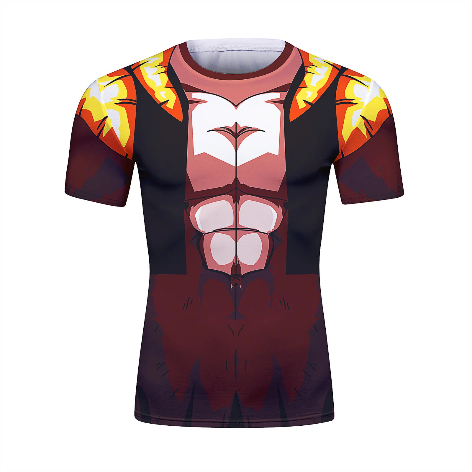 

Men's Compression Shirts Short Sleeve Print Breathable Shirt Fitness Running Sports Training Fashion Baselayer Tee（211484）