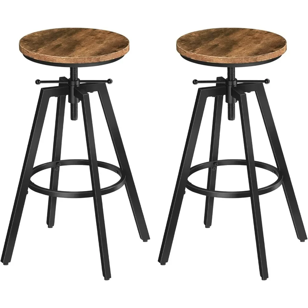 

Bar Stools, Height Adjustable Swivel Bar Stool, Counter Height Stool, Chairs with Sturdy Metal Frame, Set of 2 Industrial Stools