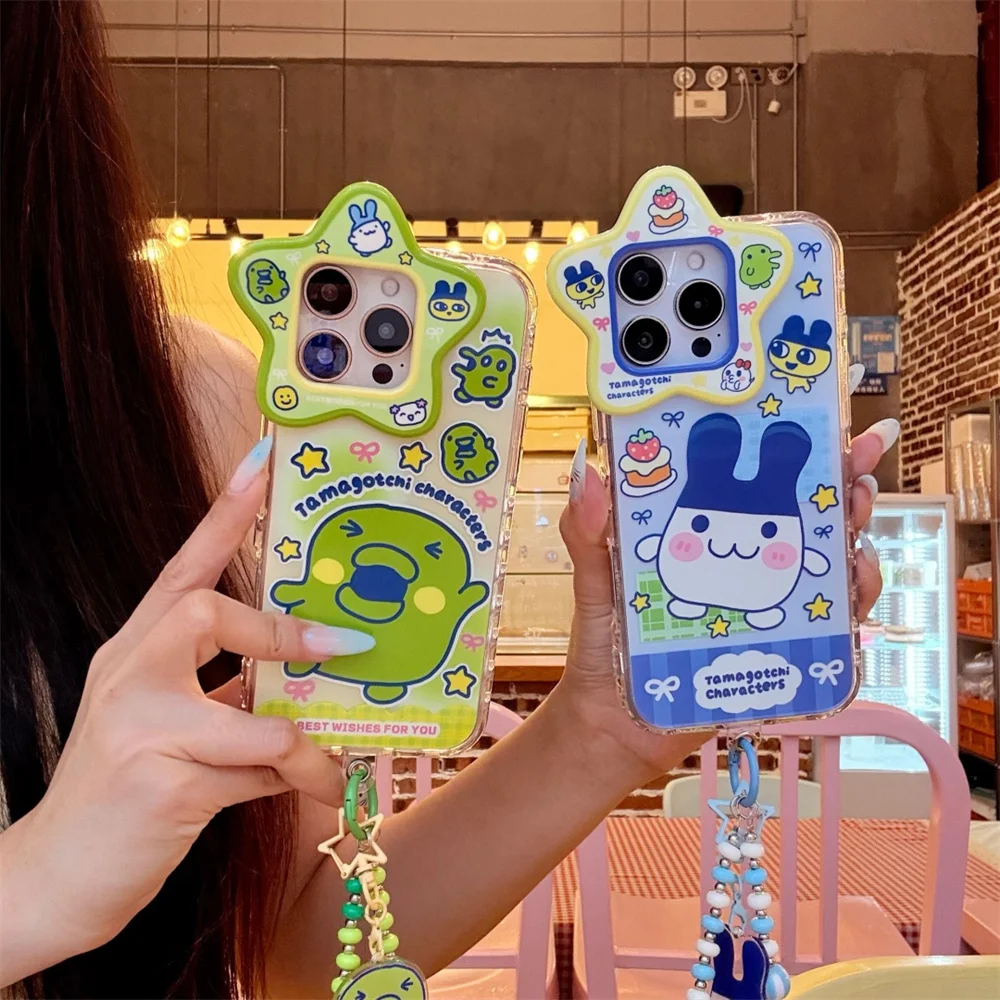 

New Cute Creative Pentagram Topknot Song with Hanging Rope Suitable for iPhone 17 12, 13, 14, 15, 16 Pro Max Anti Drop Set