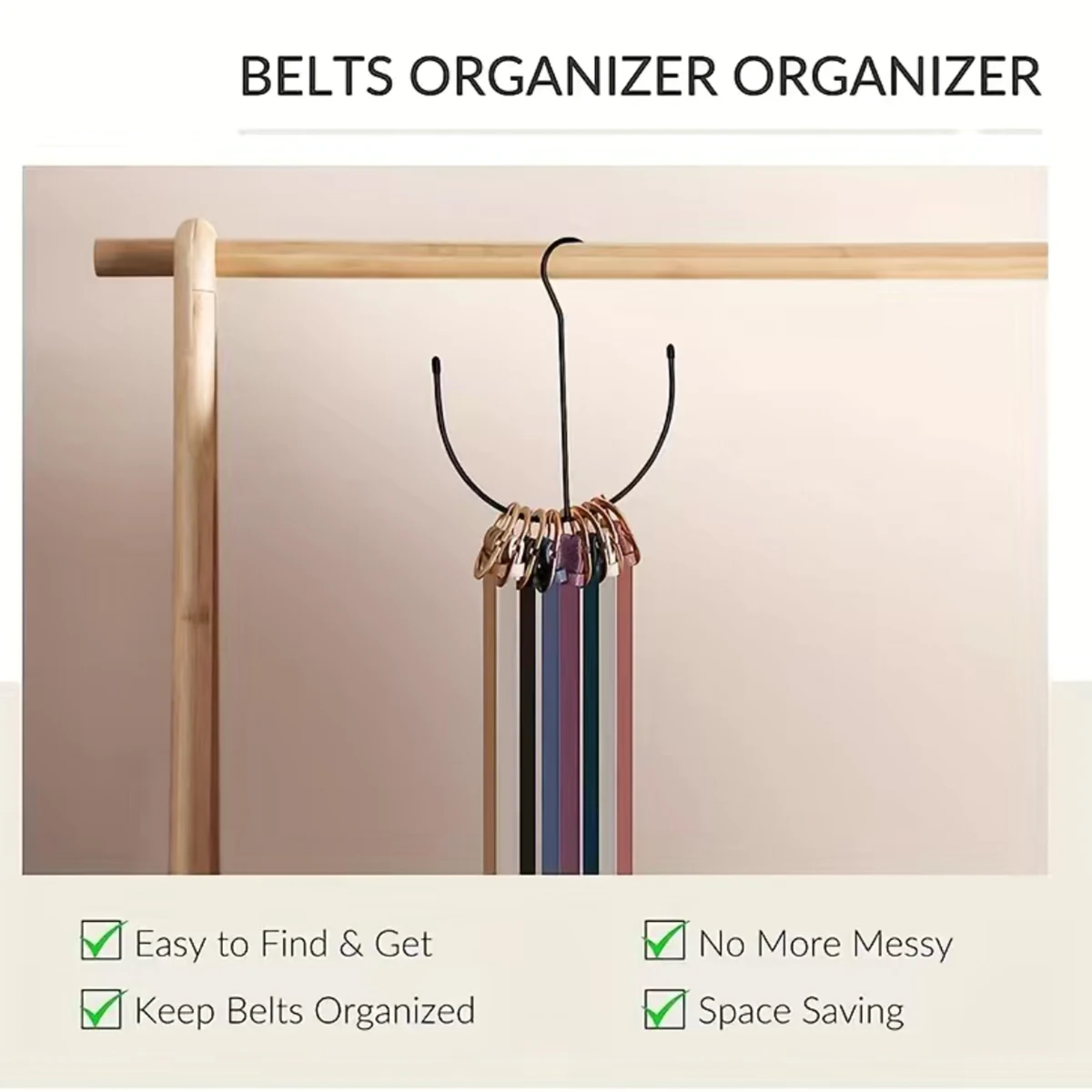 1pc Large Capacity Belt Storage Hook, Wardrobe Accessories Tie Organizer, Belt Storage Rack For Wardrobe, Tie, Scarf, Vest, Hat,