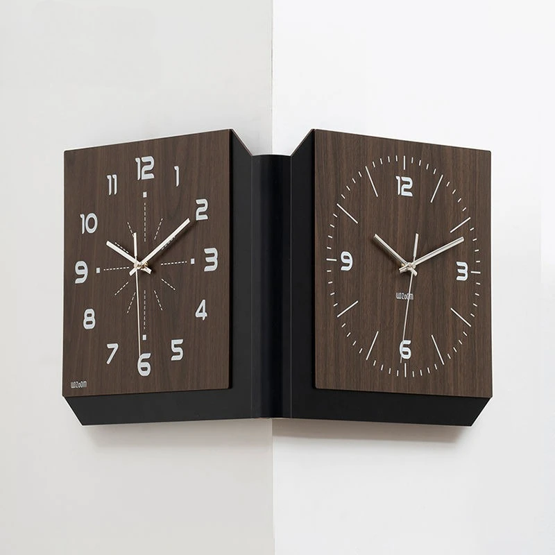 

Double Sided Corner Wall Clocks Living Room Hall Modern Bedroom Wall Clocks Luxury Elegant Clock Kitchen Design Home Decor
