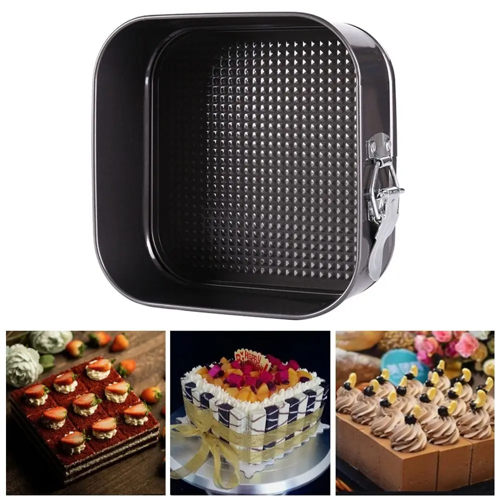 1Pcs Carbon Steel Baking Mould Leakproof Square Cake Baking Pan Non-Stick with Removable Bottom Cake Mould