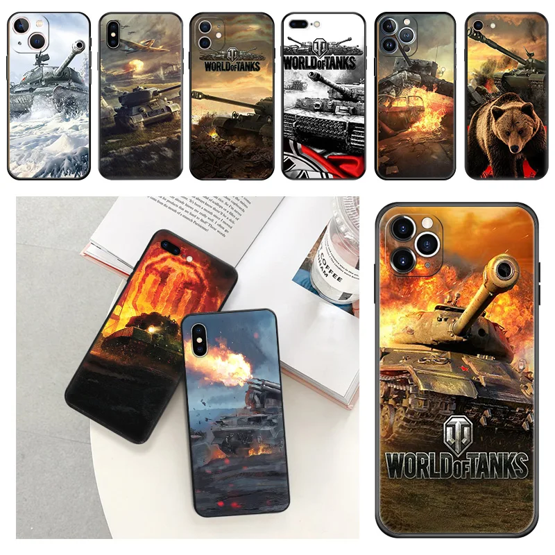 Phone Case For iphone 16Plus XR XSMax 15 14 13 12 11 16 Pro Max Mini 7 8 15Pro World Of Tanks Game Black Soft Protective Cover