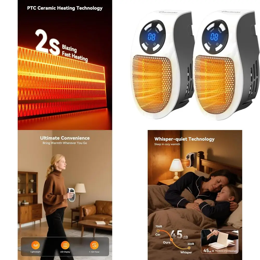 

Indoor 450W Wall-Mounted Electric Heater with Remote Control, Timer, LED Display, and 2 Units