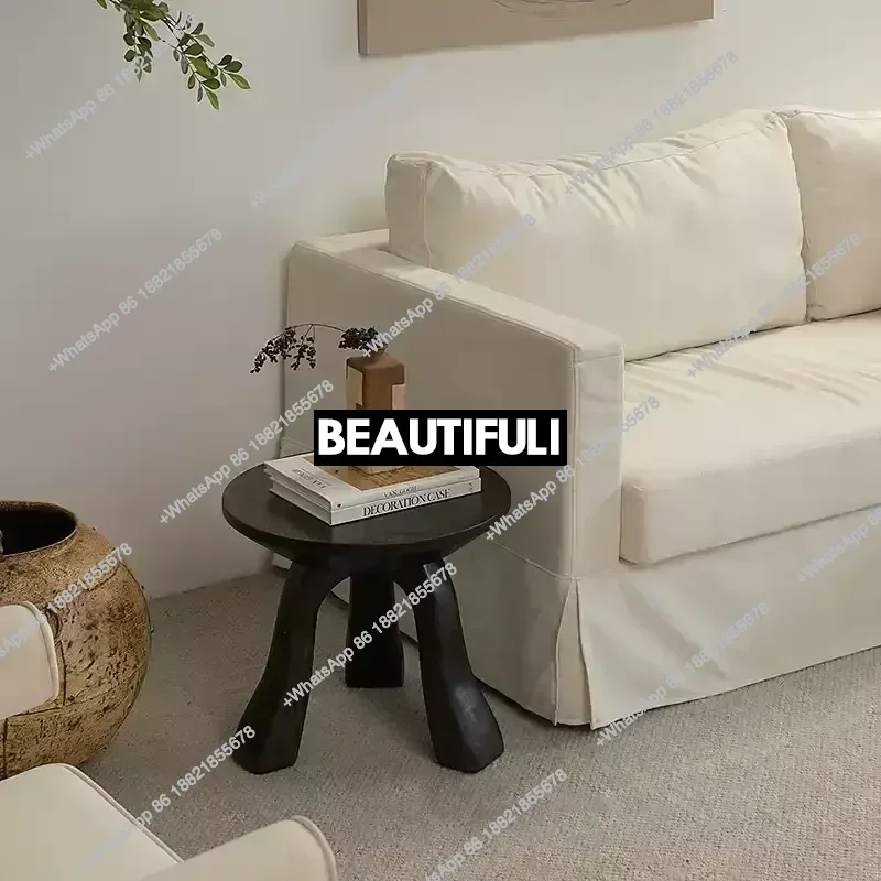 

Средневековый круглый табурет-штатив из цельного дерева, низкий табурет для смены обуви в стиле ретро