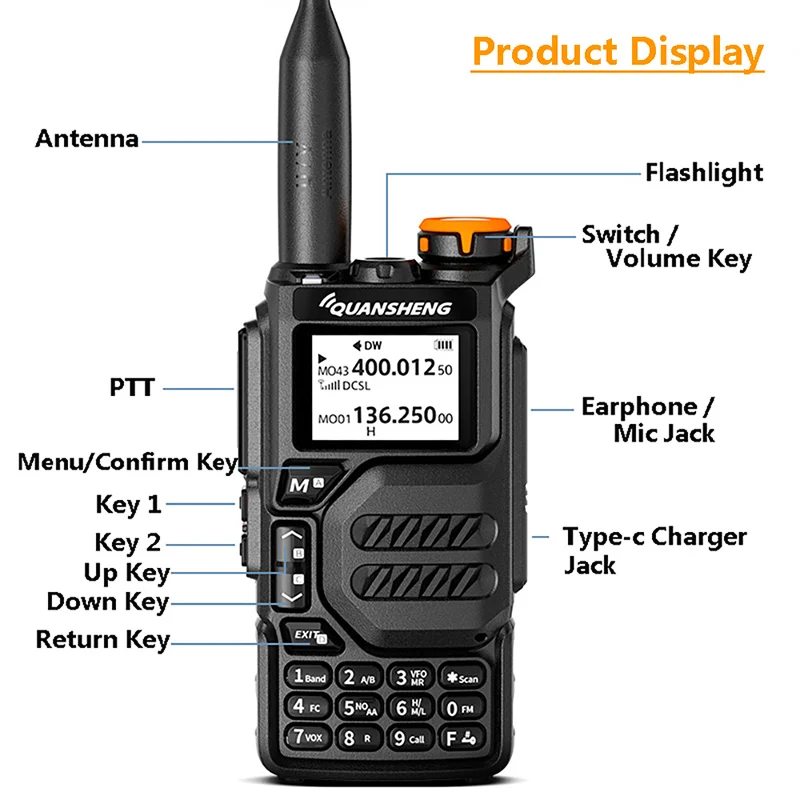 Quansheng UV-K5 Walkie Talkie 2pcs included Air Band Ham Radio UHF VHF DTMF FM Scrambler NOAA Wireless Frequency Copy Radio