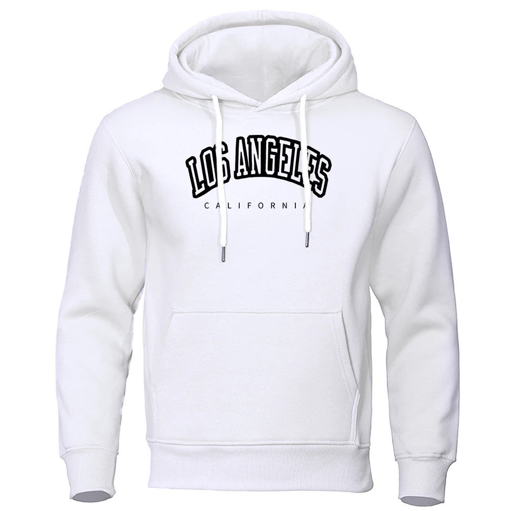 Sudadera con estampado negro de Los Ángeles y California para hombre, sudaderas Hipster cálidas con capucha de Hip Hop y cuello redondo, ropa holgada de otoño para mujer
