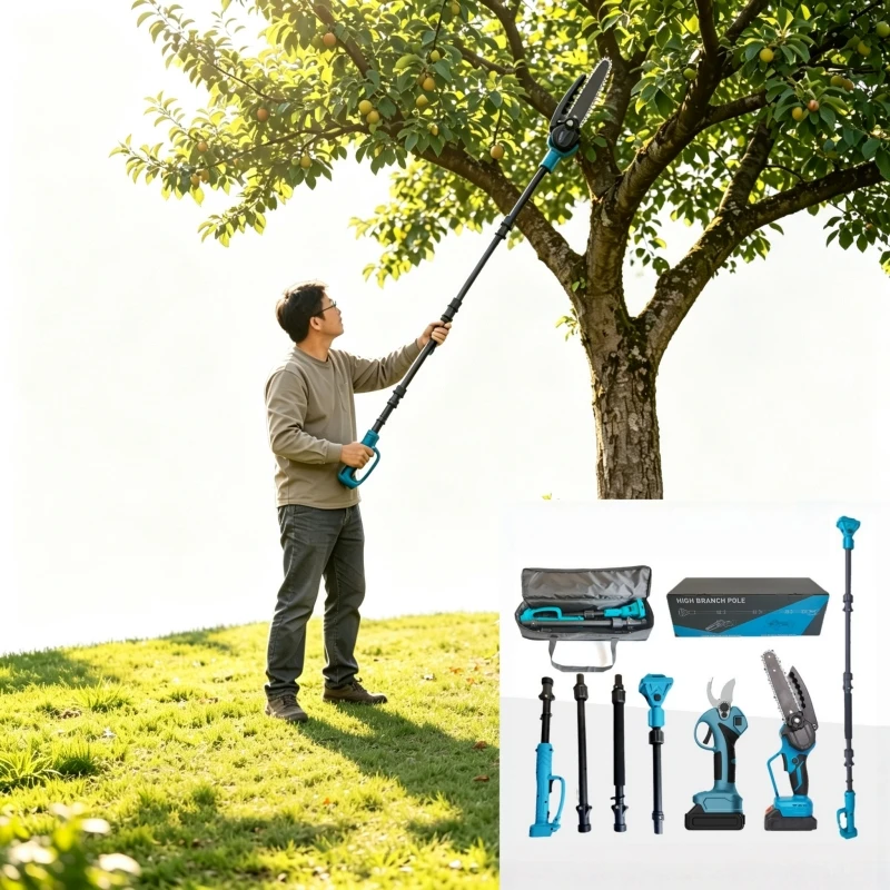 Electric High Branch Saw Pruning Shear 4-Section Extension Pole Motosierra Electrica Batería Piła Na Wysięgniku Teleskopowym 전기톱
