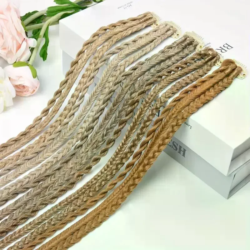 1Pairs Synthetic Wig Braids With Clip Boxing Braid Dreadlocks Clip In Hair Extension Dirty Braids Boxer Braid Hair Pieces view 2