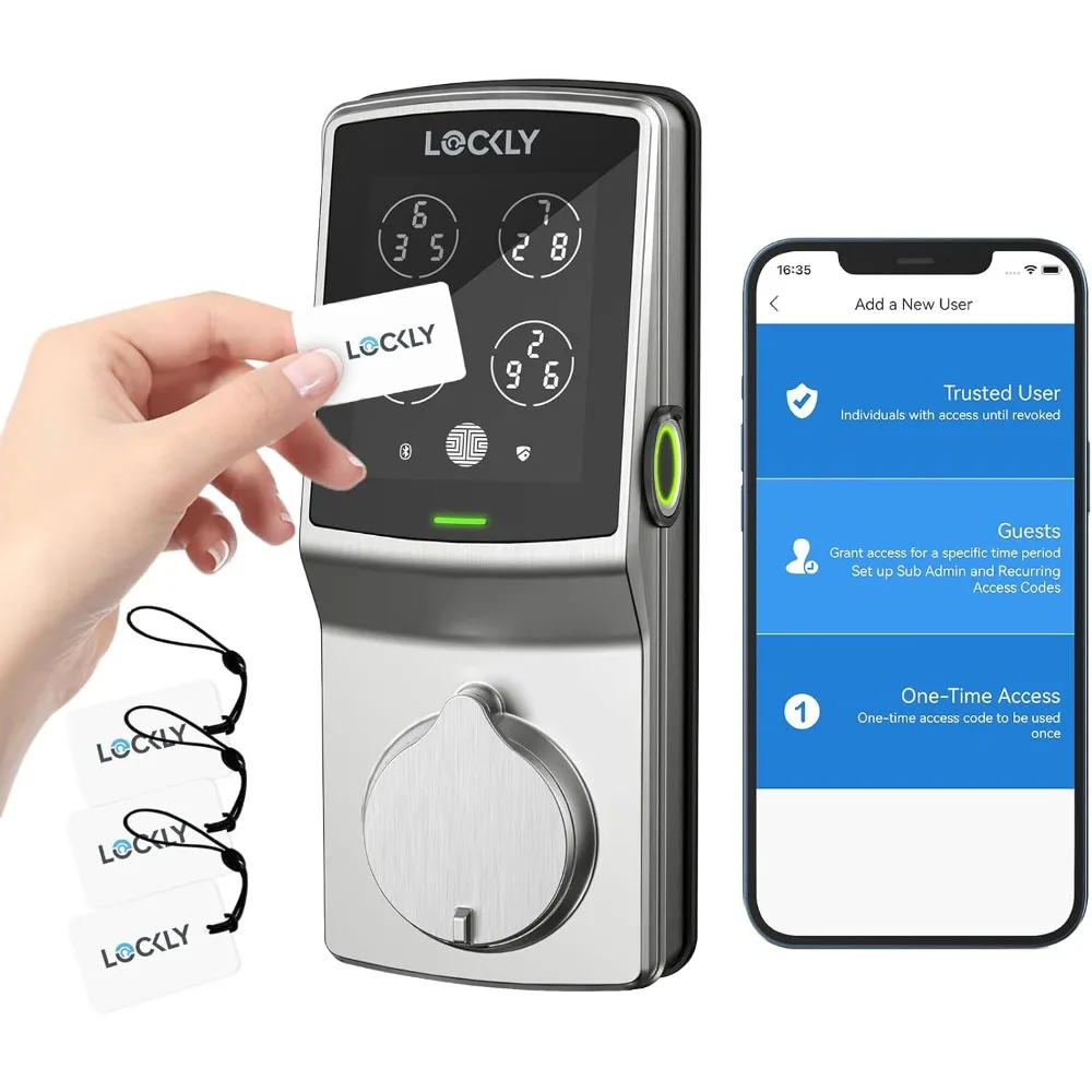 Cerradura inteligente Secure Plus con tarjetas RFID, PIN Genie ®   Cerrojo inteligente con teclado digital, control remoto por aplicación, sensor biométrico de huellas dactilares