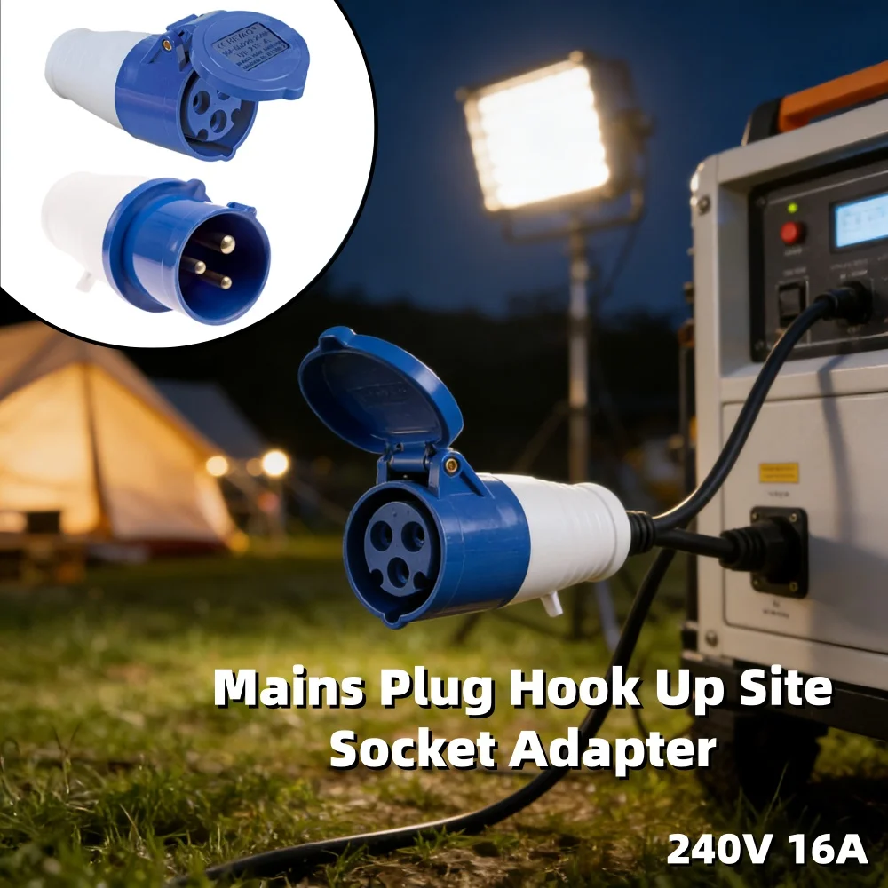

RV Connection Plug Adapter Main Plug Hook Up Site Adapter 3PIN Mains Hook Up Site Socket Adapter 240v 16A For Caravan Motorhome