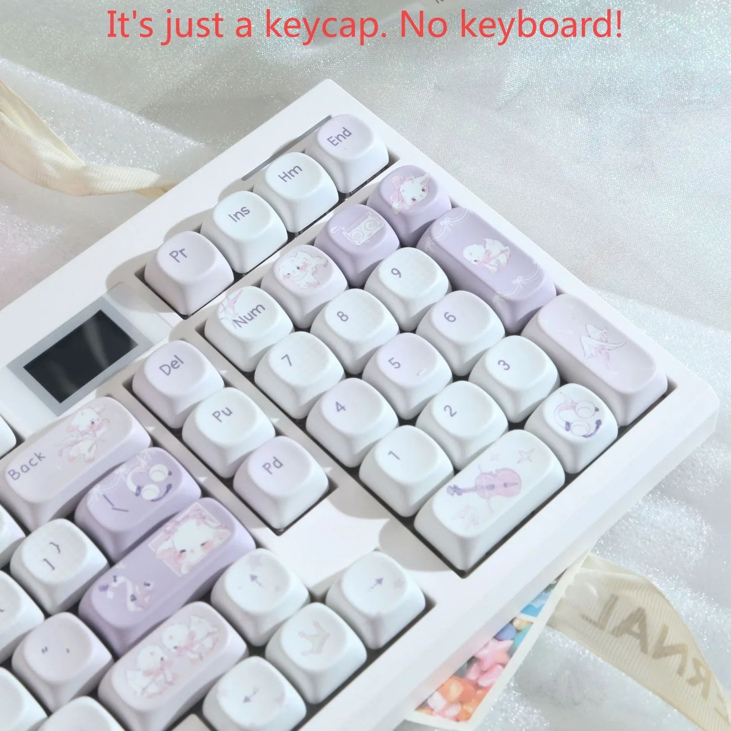 131 Keys Light Purple Sheep PBT Keycaps MOA Profile Cute Cartoon Keycaps for 60-108 Mechanical Keyboard Girls
