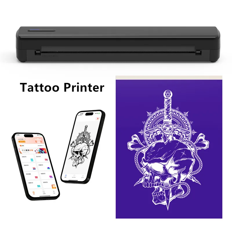 طابعة وشم لاسلكية محمولة بدون حبر وثيقة مكتبية PDF Photo A4 طابعة حرارية متوافقة مع Android iOS Windows Mac