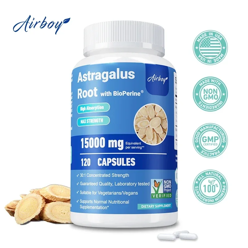 Astragalus Root Capsules 15000mg - Supports Heart and Liver Health, Enhances Immunity