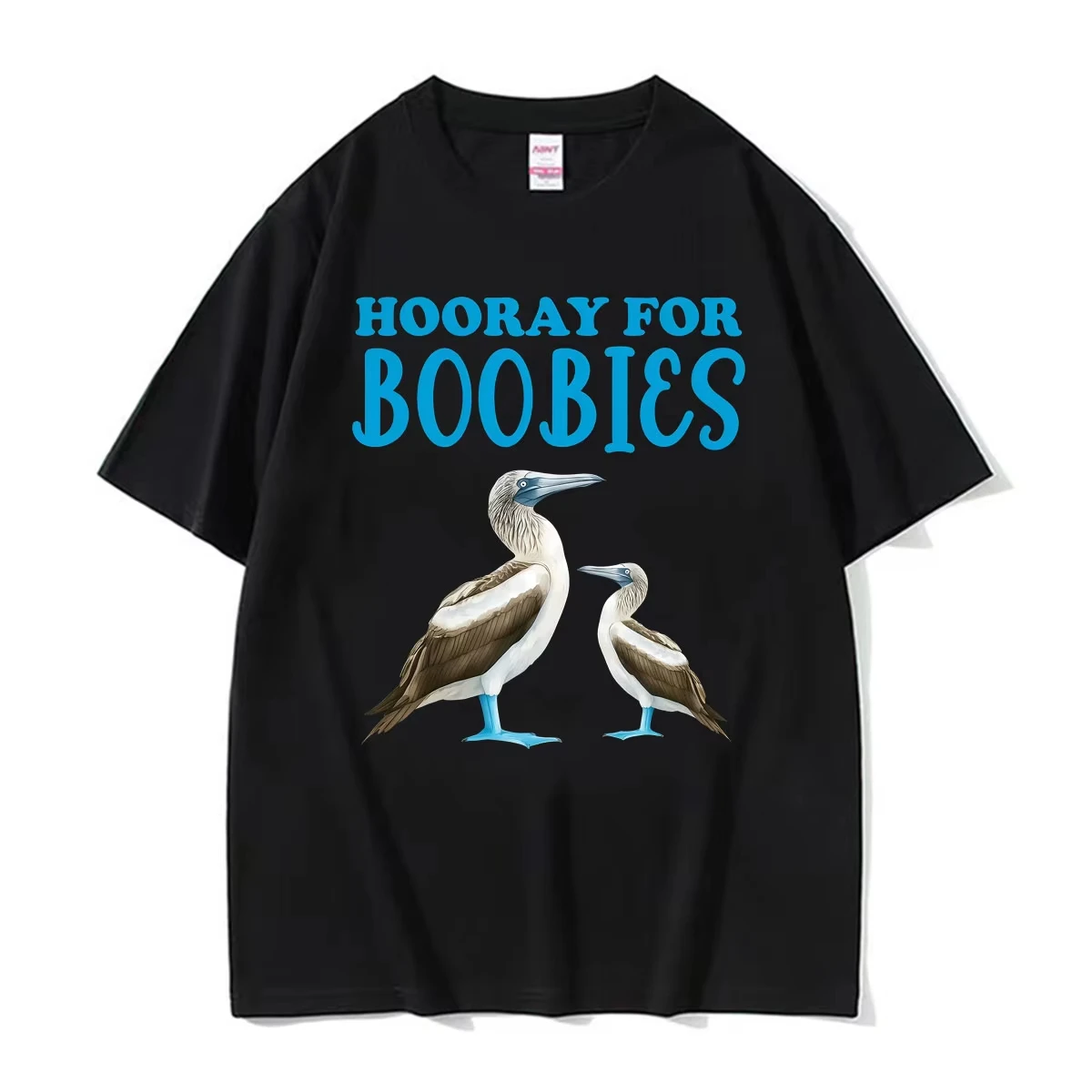 Hooray for Boobies Blue Footed Booby Funny Graphic Tee Shirt Men Women Fashion Vintage T Shirt Casual Short Sleeve Loose T-shirt