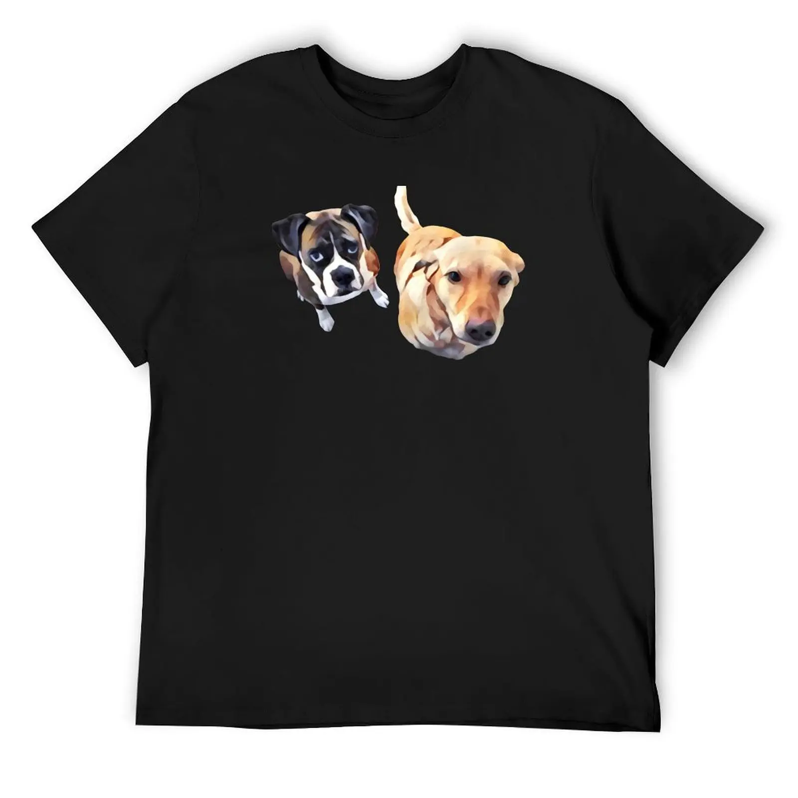 Begging Dogs, Boxer and Yellow Lab Watercolor Portrait T-Shirt anime figures aesthetic clothes blue archive mens tall t shirts