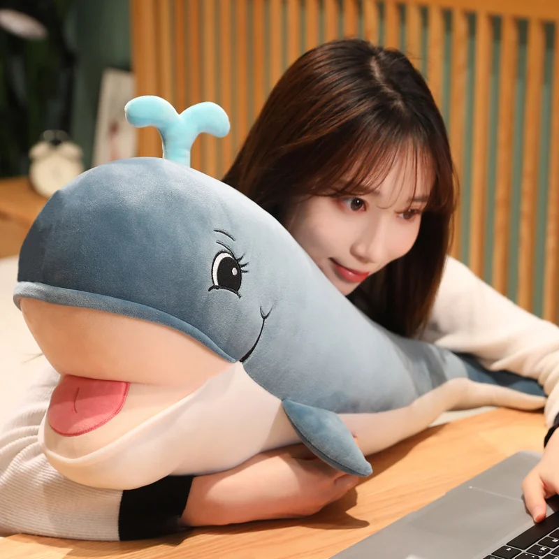 1pc 60-100cm Big Whale Plush Toy Super Soft Dolphin Pillow Stuffed Toys High Quality Aquatic Creatures For Children Boys Gifts