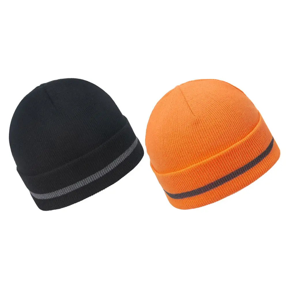

2Pcs Reflective Knit Beanie Hat for Men Warm Acrylic Winter Hat for Cycling Skiing Running Outdoor Activities High Visibility