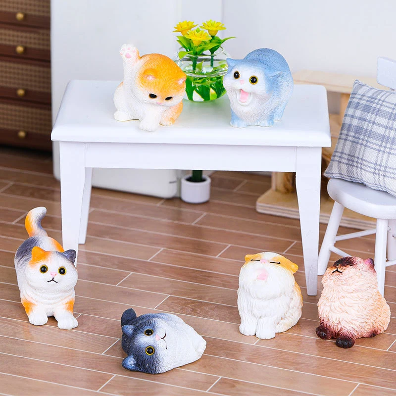 1PC cartone animato carino mini modello animale carino gatti in resina ornamento gattino figurine simulazione animale micro paesaggio artigianato