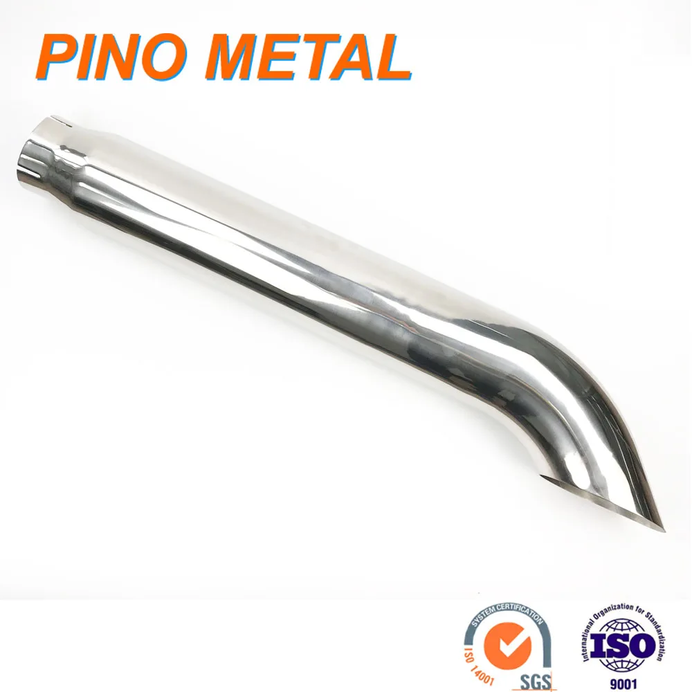 Aftermarket Semi Truck Chrome Curved Top Exhaust Stacks For Peterbilt