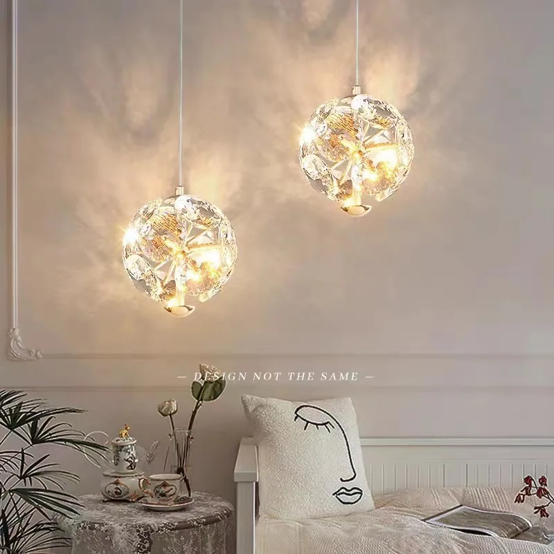 Nordic Luxury K9 Crystal Pendant Lights Clear Diamond Shaped Cover Led Lighting Fixture Bedroom Dining Room Hanging Lamps Decor