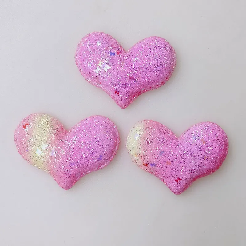30 Stück glitzernde, farbverlaufende Herz-Applikationen zum Aufnähen für DIY-Haarspangen, Accessoires für Kinder, Schachteln und Taschen, Aufnäher – Detail 5