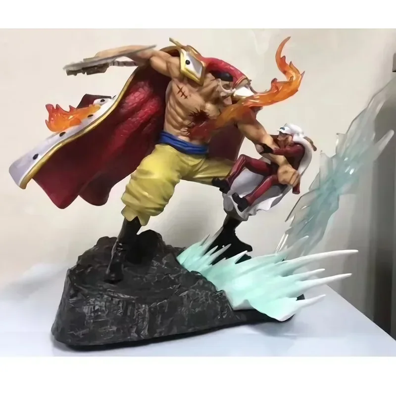 One Piece Anime Figure White Beard Edward New Gate Vs Akainu Action Figurines Statue Collectible Model Doll Kids Toys Gift