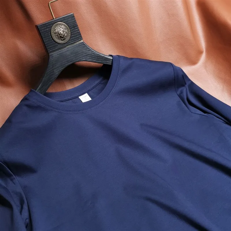 

New Arrival Thickened 200g Silk Cotton Long Sleeve T-Shirt Men Pure Cotton round Neck Base Shirt Full Cotton Color Autu...