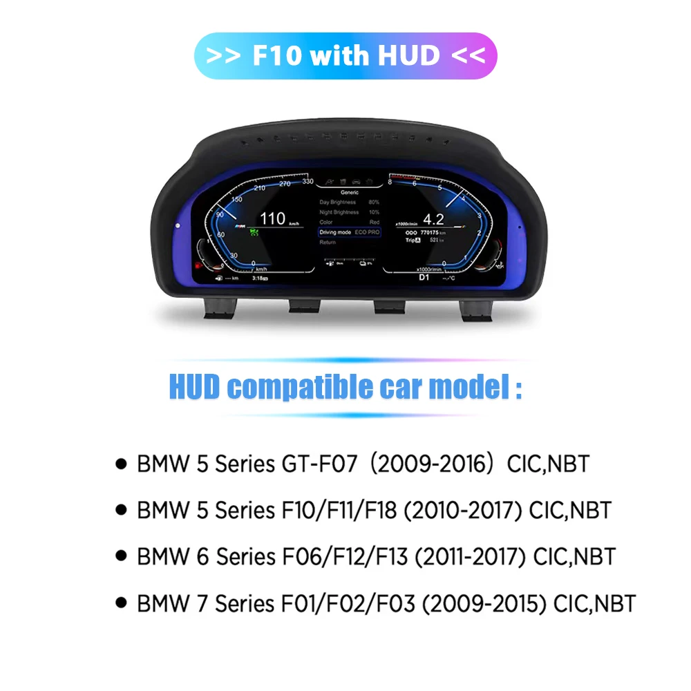 12,3'' Digitaal Dashboard voor BMW F07 F10 F11 F06 F12 F13 F01 F02 F03 LCD Dashboard Paneel Snelheidsmeter Virtuele Cockpit Instrument
